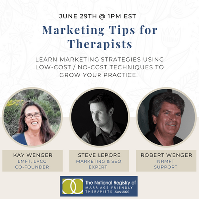 Webinar: Low Cost Marketing Tips for Therapists